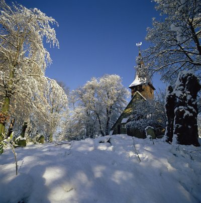 St. Pieterskerk in de sneeuw, Thundersley, Essex door Unbekannt Unbekannt